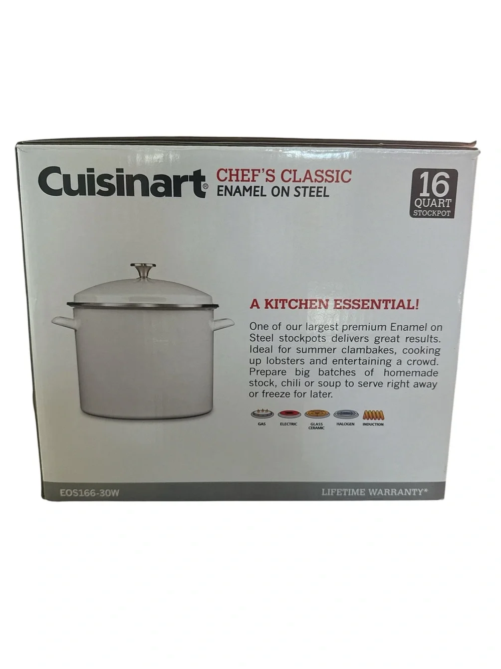 Cuisinart White Enamel-on-Steel Stockpot with Lid